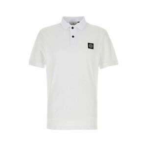 Stone Island Men White Stretch Piquet Polo Shirt